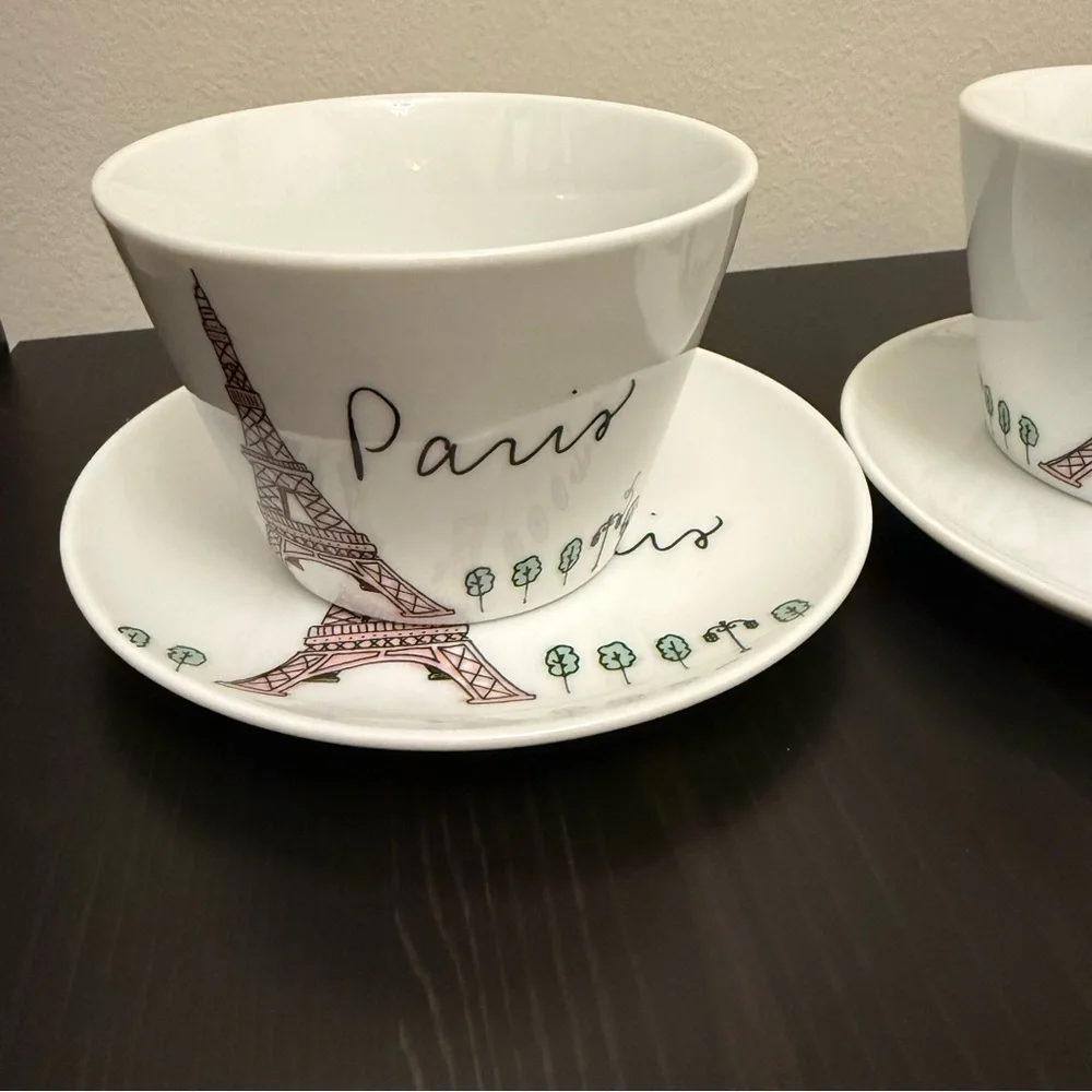 Sur La Table Small Plate And Cup Bowl Set Of 2 Paris Eiffel Tower Porcelain